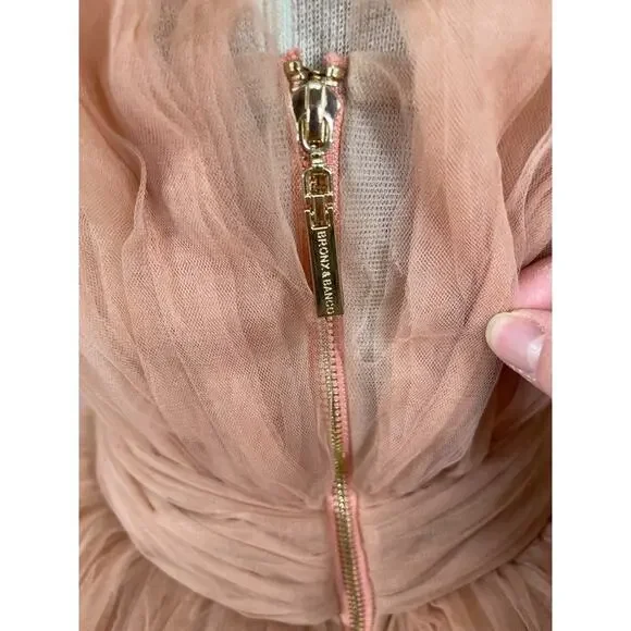 BRONX AND BANCO Anna Tiered Tulle Strapless Pink Maxi Dress Size Small - Picture 9 of 15